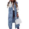 ORANDESIGNE Gilet da Donna con Cappuccio in Piumino Colletto alla Coreana Giacca Senza Maniche con Cappuccio Spessa Giacca Lunga Senza Maniche Casual Zip Moda Casual B Blu M