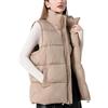 RWGSNB Gilet Leggero in Piuma D'Oca Donna Alla Moda Collo Alto Imbottito Senza Maniche Gilet Imbottito Cerniera Casual Invernale Donna Cappotto Tasca Cachi Xl