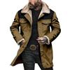 VEMOW Giacche Vintage da Cowboy per Uomo, Camoscio e Colletto Pellicciato, Giacche in Pelle Finta Invernali, Lunghe e Casual, Tops Retro Trend(Black, XXXL)