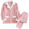 lozssnigzi Pigiama Donna Invernale Pigiama-Flanella Caldo Pigiami con-Bottoni Elegante Invernali Pigiama Tuta Casa Pigiama-Pile Donna, Ciniglia Set Pigiama Felpato Due Pezzi