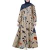 Generisch Abaya musulmano da donna, a maniche lunghe, con bottoni, abito casual, Dubai, in spugna, cachi, XXXXL