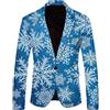 Duohropke Sakko - Giacca da uomo natalizia, slim fit, casual, con stampa Elk, per il tempo libero, per gli uomini, per il tempo libero, per l'autunno, la primavera, gli uomini, Azzurro, L