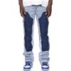 MILANG Baggy Jeans da Uomo, Pantaloni in Denim con Patchwork e Schizzi d'Inchiostro, Streetwear Larghi Y2K Flared Jeans Stile Hip Hop