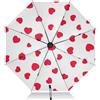 GAIREG Ombrello pieghevole con cuori rossi bianchi, ombrello da viaggio compatto con apertura automatica e chiusura per sole e pioggia, ombrello portatile antivento