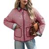 Tankaneo Giacca da donna corta trapuntata a quadri, leggera, con cerniera completa, piumino imbottito con tasche, Rosso, Small