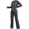 Generic Pigiama invernale per le donne con colletto a tacca morbido pigiameria button down indumenti da notte con pantaloni lunghi set di pigiama per le donne morbido e comodo pigiama da donna taglie alte,