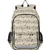 HMZXZ Zaino per la scuola con note musicali vintage a doghe zaino leggero per laptop zaino da viaggio per studenti zaino musicale con strisce riflettenti, Multi