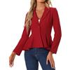 Allegra K Donna Blazer Peplo per Blazer da Lavoro Casual Elegante con Bottone Singolo Rosso S