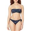 Emporio Armani Bikini Brasiliano da Donna con Fascia e Fiocco Set, Blu Navy/Bianco, S