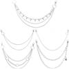 WQSOAFU Cintura a catena argentata, 5 pezzi, per jeans, pantaloni, tasche, punk, hip hop, Y2k, accessori gotici, catena per portafoglio in metallo, per uomini e donne, Argento, taglia unica
