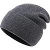 Lallier 100% Lana Merino Berretto per Uomo e Donna, Pura Lana a Costine Maglia Caldo Cappello Invernale con Confezione Regalo, Grigio Scuro