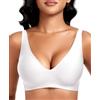 RISSCAN Reggiseno a V profondo per le donne regolabile senza cuciture bralette per le donne Comfort reggiseno senza fili con estensione, bianco, L