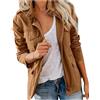 Generic Giacca da donna per le mezze stagioni, colletto rialzato, con tasche aggiuntive, leggera, estiva, parka, cargo taglie forti, casual, militare, giacca a vento in tela di cotone, da viaggio,