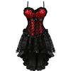 Hengzhifeng Corsetto con Gonna Donna Elegante Corpetto Costumi Halloween (EUR 30-32,Rosso)