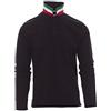 PAYPER Long-Nation Polo da Uomo a Manica Lunga Effetto Perlato Spacchetti Laterali Colletto Polsino a Costine Rinforzo Sagomato retrocollo Nero/Italia (L)