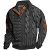 Generic Felpe calde invernali Top leggeri Camicette da uomo Casual Retro Stand Collar Button Felpa 1/4 Top Button Giacca a maniche lunghe Maglione Moda all'aperto Inverno Uomo Regali di Natale, GY1., L