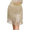 KMGDM Abito da ballo latino design dinamico frange gonne alte elastiche spettacoli teatrali costume da competizione, Oro, XL