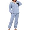 WAZHAKU Pigiama da donna invernale termico, a maniche lunghe, in pile, morbido e caldo, con felpa e pantaloni Polar PjS, tuta invernale e calda, R blu., M