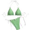 Generisch Costume da bagno donna donna 2 pezzi gingham bikini set con triangolo fiocco frontale moda spiaggia vita alta costume da bagno, verde, M