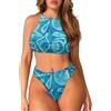 Suhoaziia - Costume da bagno da donna a due pezzi, scollo alto, bikini halter, costume sportivo, fondo a triangolo, taglia XS-2XL, L