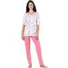Leo Corsetteria Pigiama Donna Cotone Maglina Manica Corta Aperto Tasche Linclalor 73591 Taglia 50 Colore 8 Bianco Fiori Blu