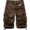 WSLCN Pantaloncini Cargo Uomo Bermuda in Cotone Tinta Unita Casual Shorts Dritto (Marrone 32
