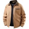 Genérico Giacca Bomber da uomo Giacca sportiva autunnale e invernale Cappotto di transizione Blouson per il tempo libero con cerniera e tasche cappotto casual per esterni vintage, oro, XXL