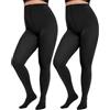 Citystl 2 paia di collant taglie forti da donna, collant neri opachi 80D, collant in morbida microfibra tinta unita, nero, 5XL/6XL