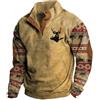Generisch Felpa con cappuccio uomo con stampa digitale 3D e fibbia verticale maglione uomo, cachi, S
