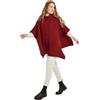 Aran Woollen Mills SSMer.Rua - Poncho da donna in lana merino super morbida, lavorata a maglia irlandese, con collo ad anello, taglia unica, colore: rosso, Ssmer.rua Rosso, taglia unica