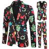Dubute Abito natalizio da uomo, 3 pezzi, con 1 bottone, giacca da smoking, blazer per Natale, cene aziendali, feste di fine anno, Albero di Natale, L