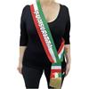 PELUSCIAMO Fascia Tricolore da Sindaco | Personalizzabile Con Scritta | Modello Repubblica Frangia Argento o Oro 100% Made in Italy Da Adulto PS 04627-05185