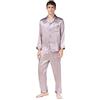 Seres Pigiama da uomo in seta, camicia a maniche lunghe e pantaloni lunghi, 100% seta (principale), 3+ colori,, Grigio, XL