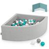 KiddyMoon Piscina di Palline Angolare a Quarto 90x30cm con 200 Palline 7cm Piscina in Schiuma per Neonati e Bambini Piccoli - Grigio Ch: Bianco Grigio Turchese Chiaro