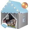 HOMASIS Tenda da Giochi per Bambini, Casetta per Bambini Interna con Tappeto Lavabile e Luci a Forma di Stella, Casa Giochi con Porta e Finestre, 105 x 121 x 136 cm (Blu)