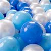 KiddyMoon 100 Palline/7Cm Palline Morbide Colorate Per Piscina Bambini Fatto In EU, Azzurro/Blu/Perla