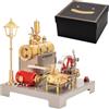 RCXTechPro Retrol SE-02 motore a vapore che funziona, motore a vapore stazionario orizzontale reversibile e con generatore e lampione, decorazione perfetta per la casa e regalo (100 pezzi)