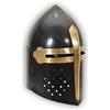 SHARP MEDIEVAL Casco da crociato con elmo di Pan di Zucchero, finitura nera opaca, armatura in acciaio, elmo greco romano, centurione, design vintage, costume da guerriero di Halloween, da uomo, idea