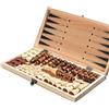 Generico Scacchi - Scacchiera, Dama e Tavoliere in Legno 3 in 1 | Gioco da Tavolo Portatile per Strategia, Allenamento e Intrattenimento Familiare per Principianti