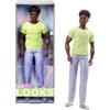 Barbie Looks - Bambola da collezione n. 20, Ken con capelli neri mossi e look moderno anni 2000, t-shirt chartreuse e pantaloni pastello con stivali argento, giocattolo per bambini, 6+ anni, HRM17