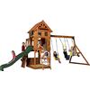 Backyard Discovery Atlantic Parco giochi, Casetta da Giardino per Bambini | Incl altalene/scivolo/sabbiera/parete di arrampicata | Casetta con pavimento in legno per uso esterno in giardino