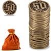 Prefdo Monete in metallo per giochi da tavolo, 20 gettoni del tesoro per poker, giochi di ruolo, giochi da tavolo strategico, valuta fantasy, valuta di gioco generica (bronzo, valore 50 monete)