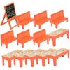 Holibanna Mini Paesaggistico Aula Scuola Lavagna Da Scrivania Con Set Di 6 Sedie E 6 Tavoli in Plastica Per Casa Delle Bambole E Miniature Banchi Scuola