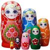 Uanqfegy Set di 7 bambole russe che nidificano, matrioska in legno con stampa girasole, giocattolo decorativo per collezionisti di bambini e adulti