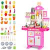 BRICOZONE Cucina Giocattolo Per Bambini Con Luci Suoni Ed Effetto Vapore Set Cucina Completo Con 69 Accessori Frigorifero Forno Rubinetto Con Riciclo Acqua 3 5 Anni (Rosa)