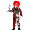 CARTOON Travestimento Clown pagliaccio Horror per bambini Halloween tuta insanguinata e collare vestito abito per festa in maschera