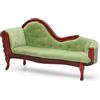 Odoria Casa delle Bambole Chaise Longue: 1/12 Scala Miniatura Divano per Ufficio Soggiorno e Salotto vittoriano vintage - Mini Divanetto Sedia di Lusso Mobili Legno Verde