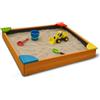 Bestlivings Sabbiera con copertura 90 x 90 x 16 cm, sandbox in legno con telone contro erbacce e coleotteri, cassetta con angoli colorati per il giardino