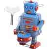 Garneck Robot Giocattolo Meccanismo a Carica in Latta Blu Vintage Robot Che Suona la Batteria Giocattolo da Collezione e Decorazione per Casa per Adulti