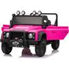 Beneo Motors Macchina elettrica per bambini Land Rover Defender 110 SVX 12V, rose, trazione 4X4, luci LED, sospensione ruote anteriori e posteriori, telecomando 2,4 GHz, ingresso USB/Aux, Bluetooth